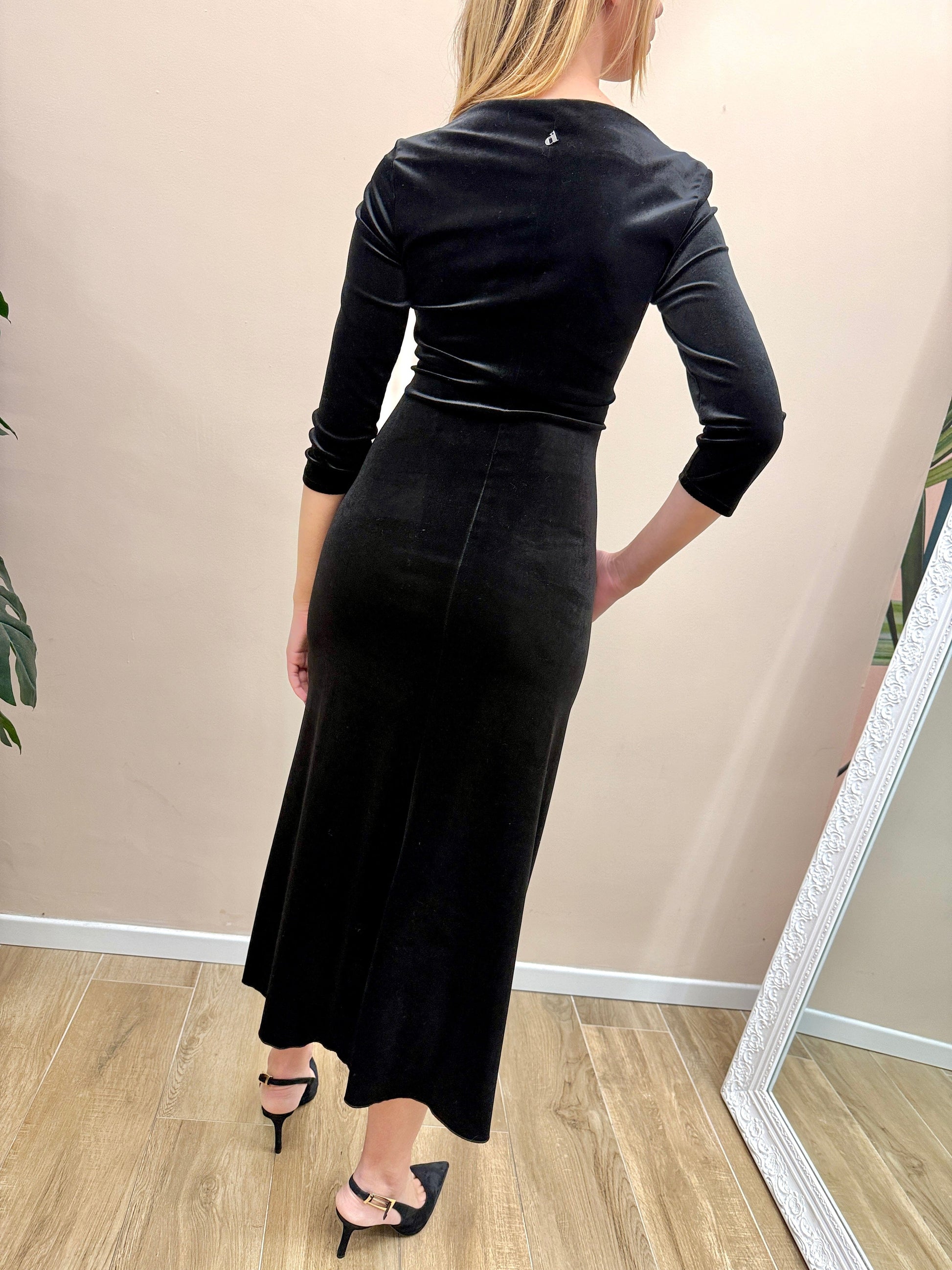 Abito lungo ciniglia - NERO