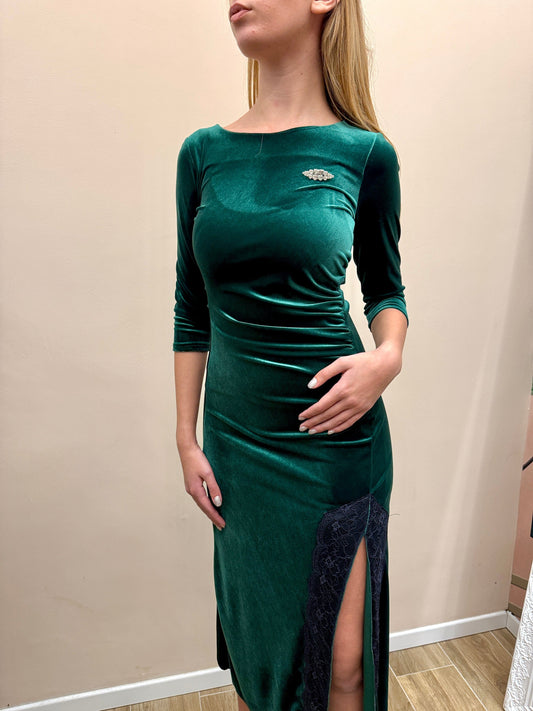 Abito lungo ciniglia - VERDE