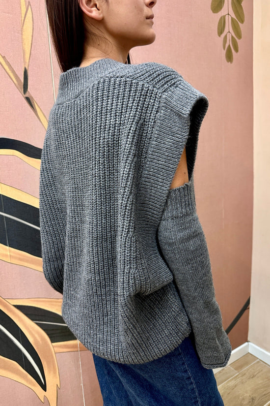 Gilet c/manicotti - GRIGIO