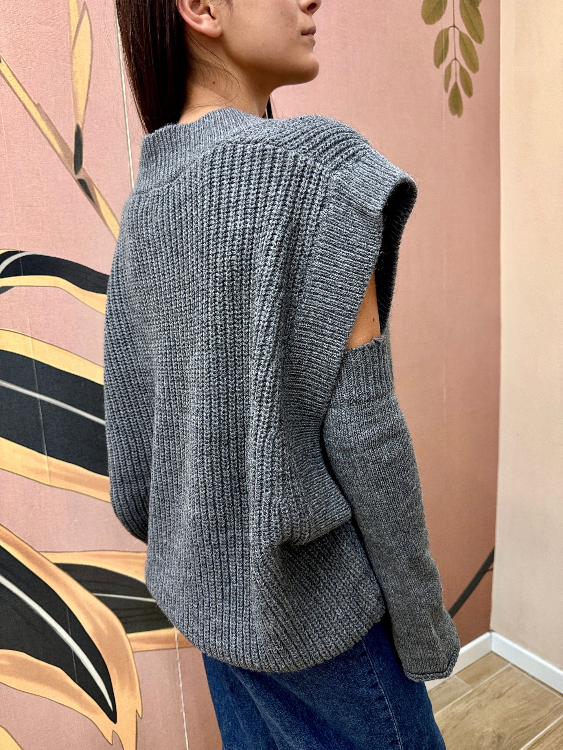 Gilet c/manicotti - GRIGIO