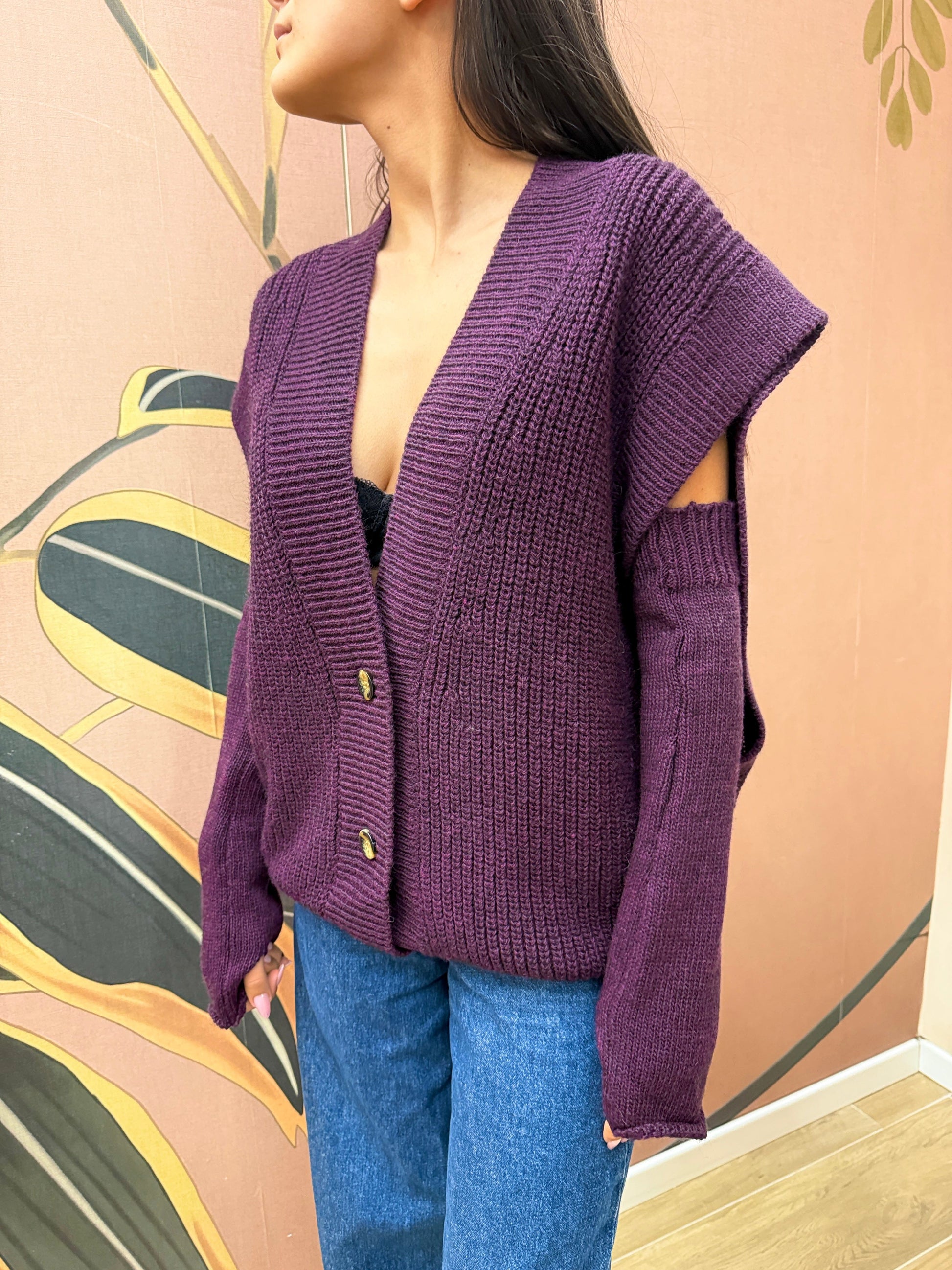 Gilet c/manicotti - VIOLA