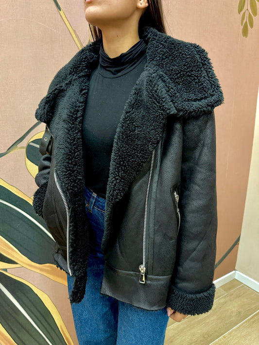 Cappotto montone over - NERO