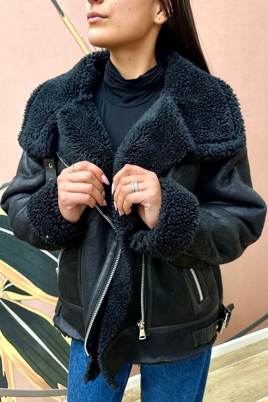 Cappotto montone over - NERO