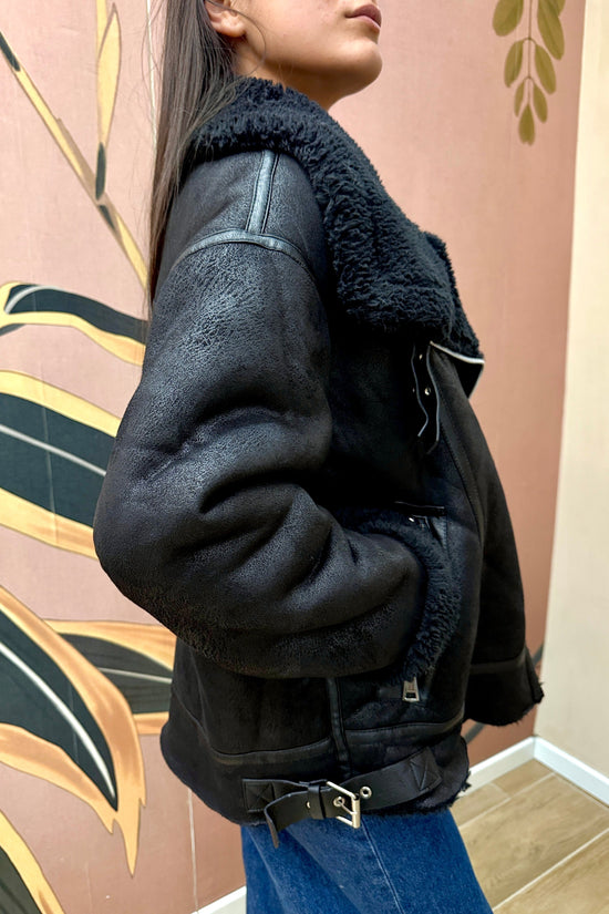 Cappotto montone over - NERO