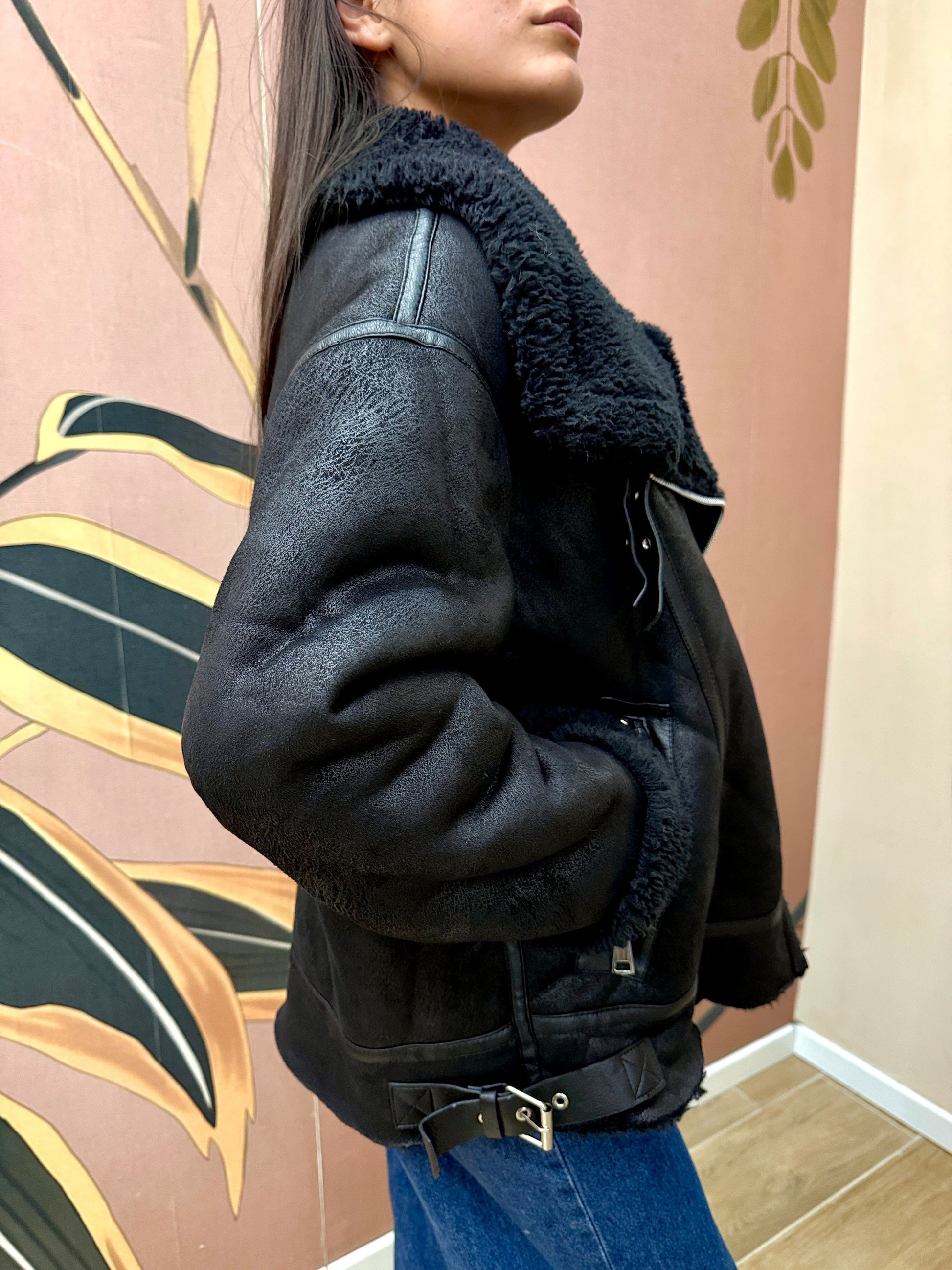 Cappotto montone over - NERO