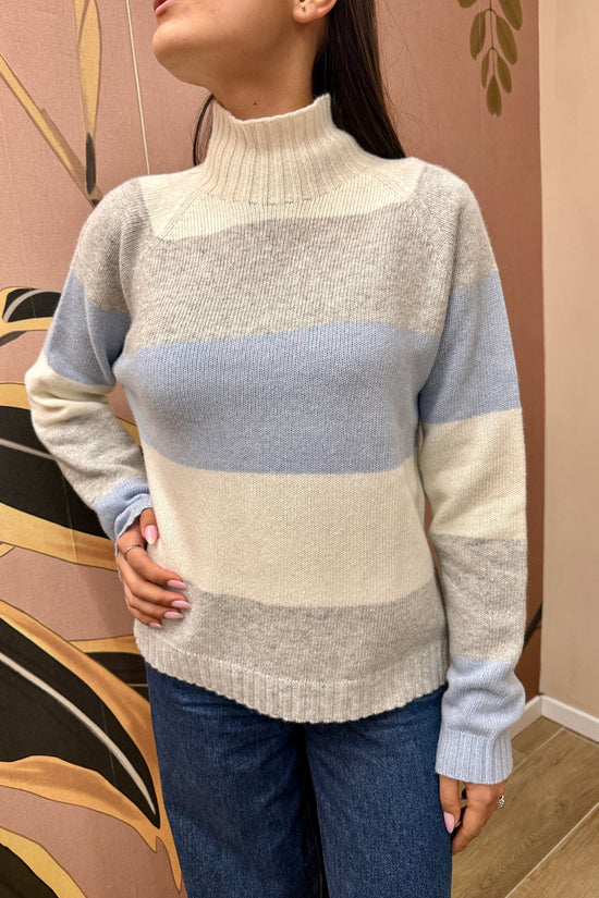 Maglia rigata m/cachemire - BURRO