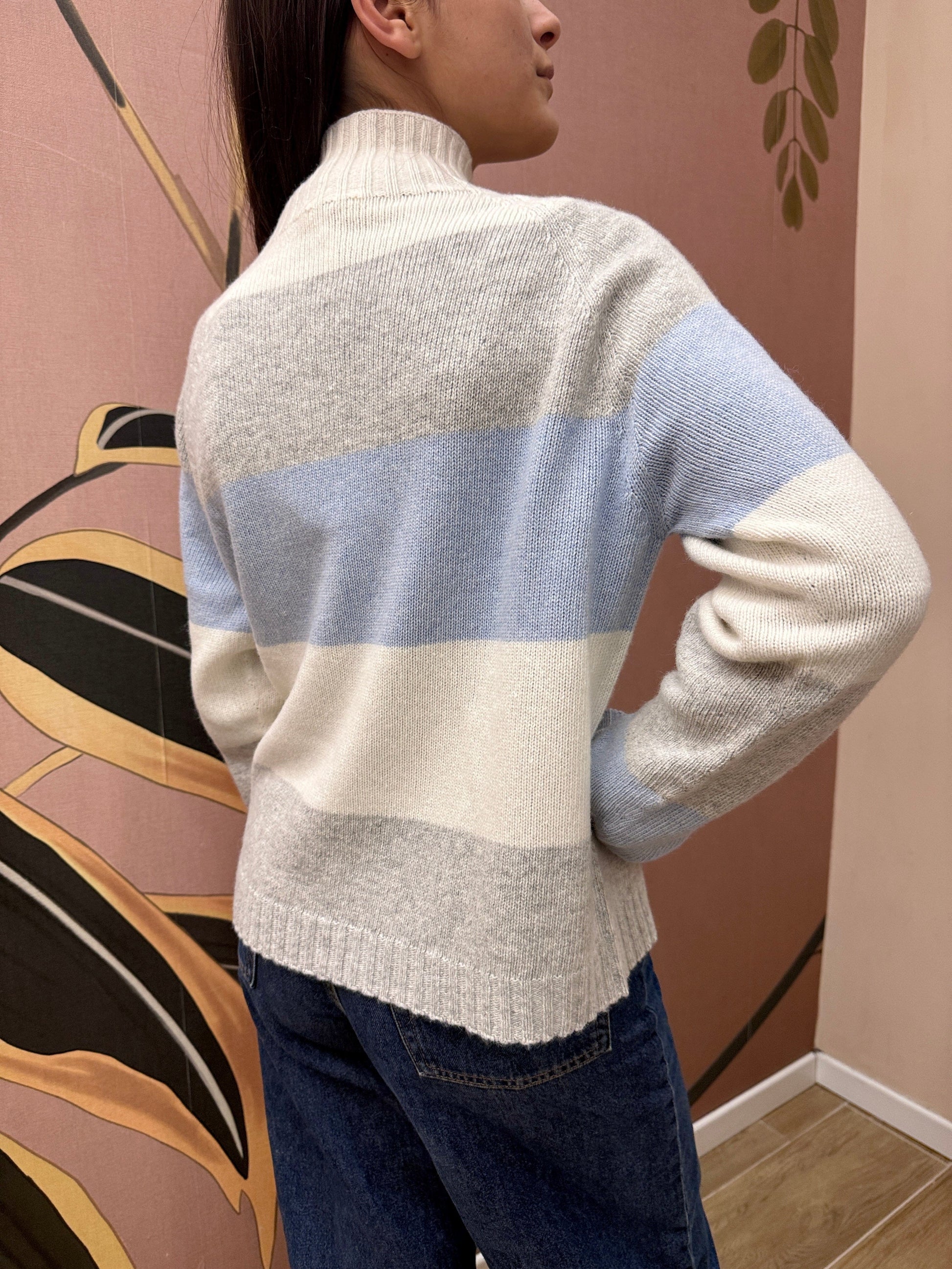 Maglia rigata m/cachemire - BURRO