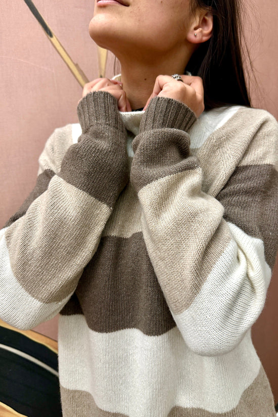 Maglia rigata m/cachemire - MORO