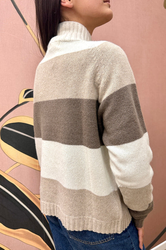 Maglia rigata m/cachemire - MORO