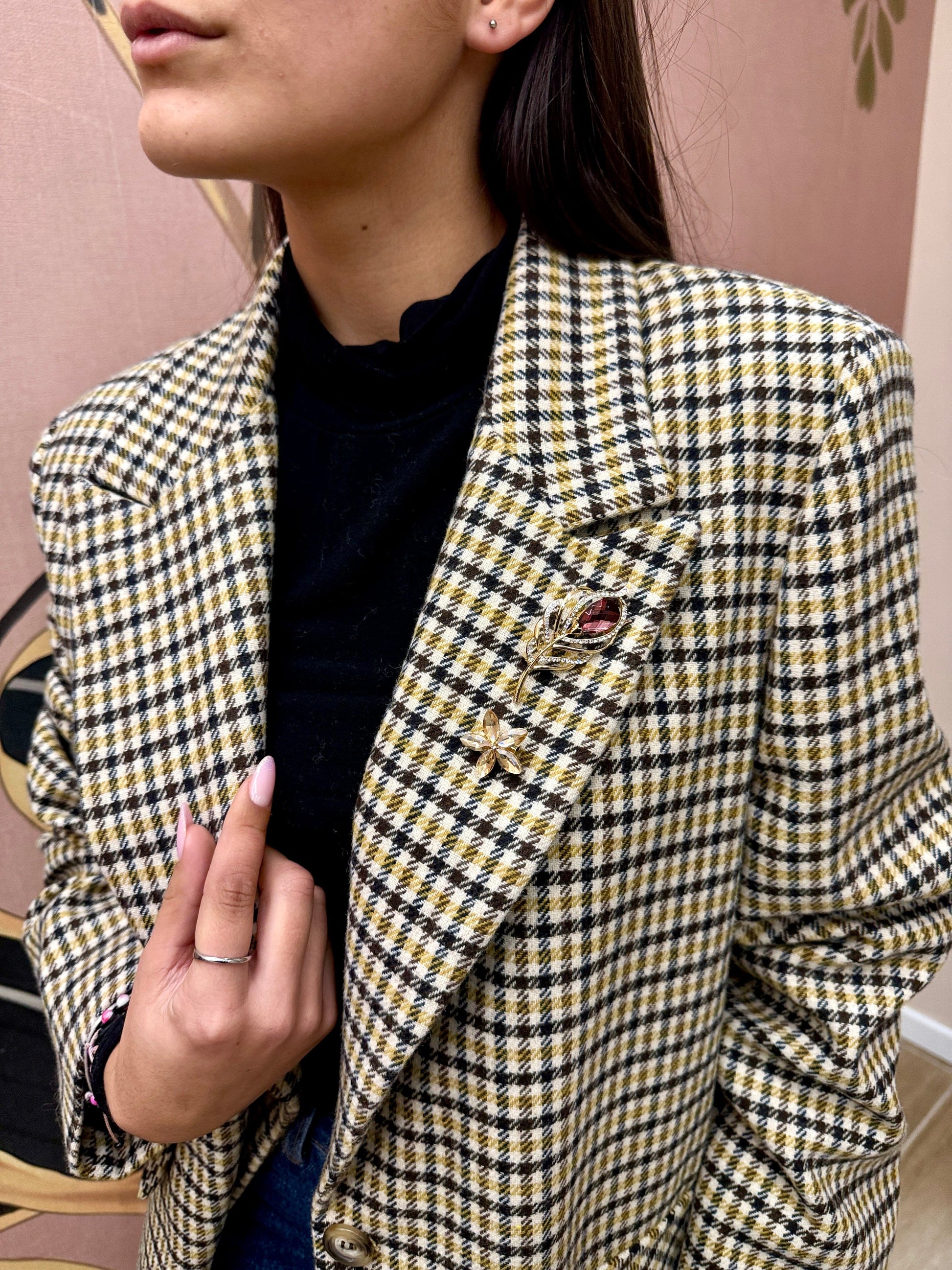 Giacca quadri - GIALLO BURRO