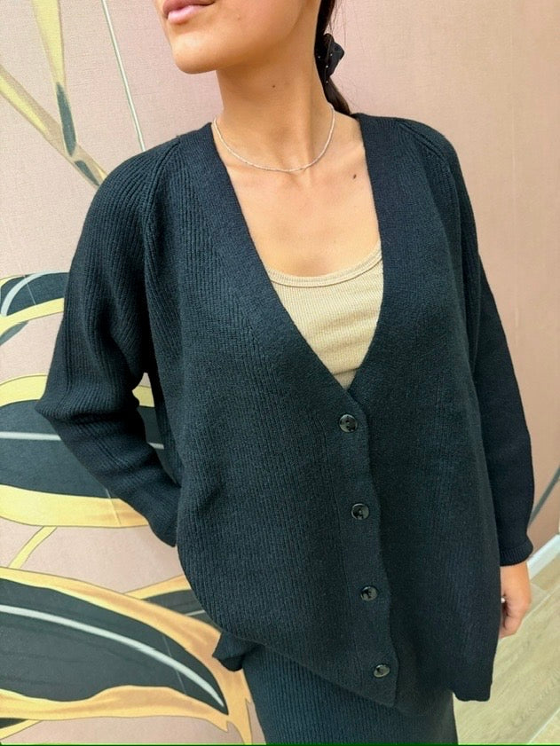 Cardigan lungo - NERO