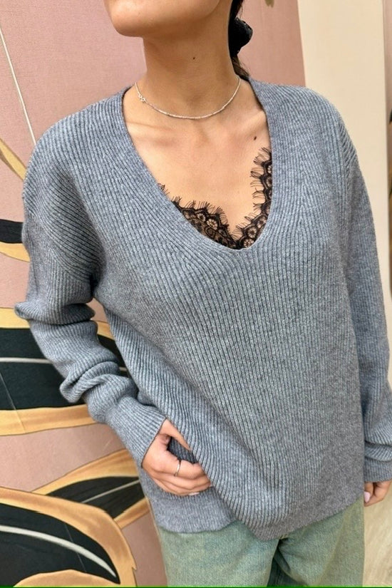 Pull scollo a V - GRIGIO