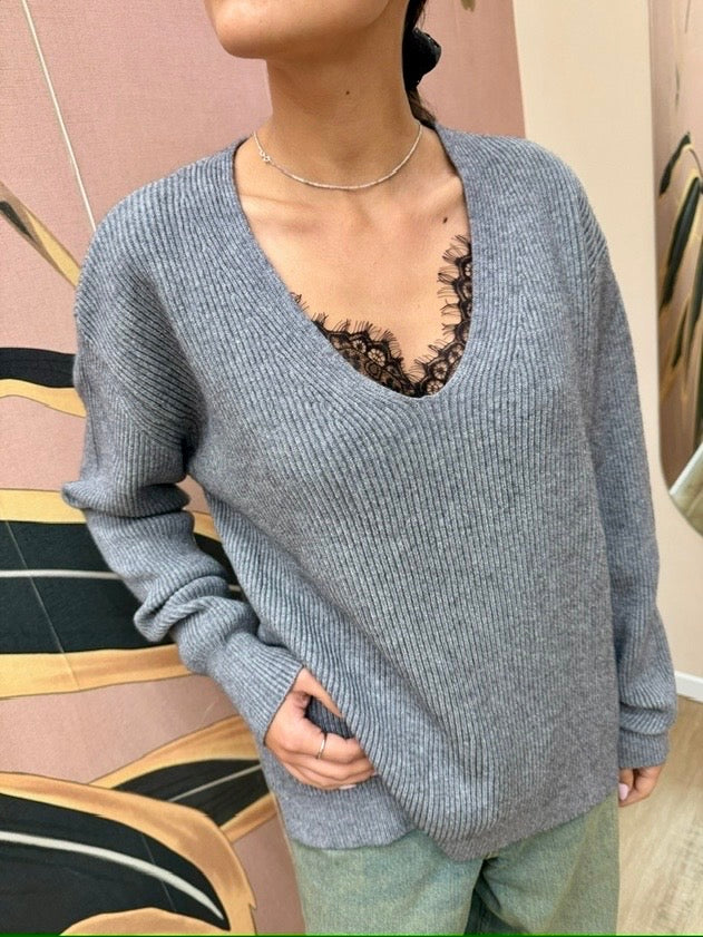 Pull scollo a V - GRIGIO