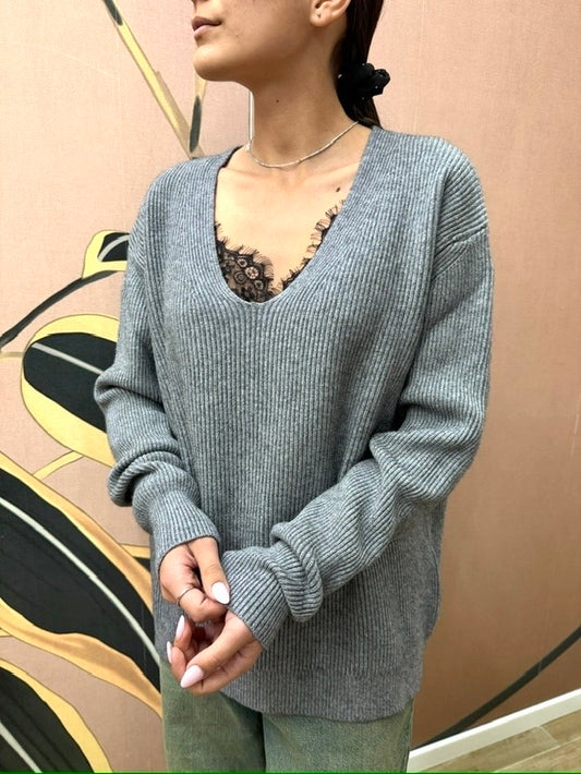 Pull scollo a V - GRIGIO