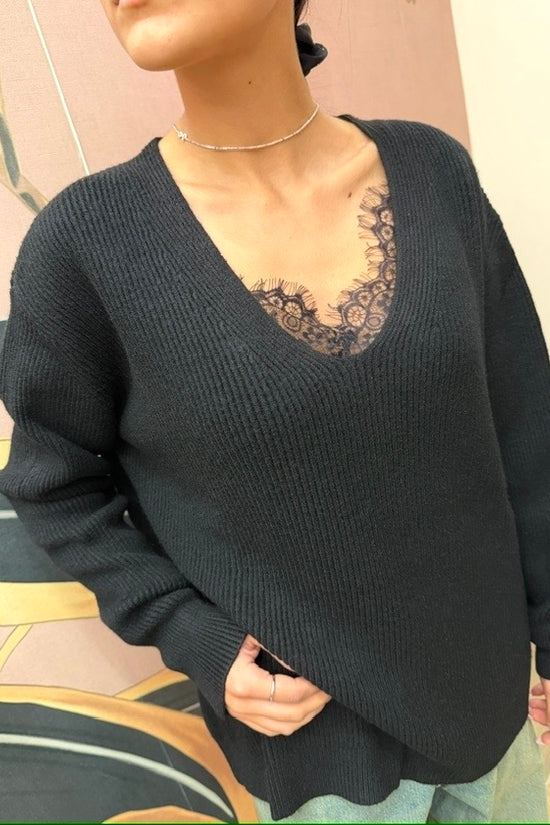 Pull scollo a V - NERO