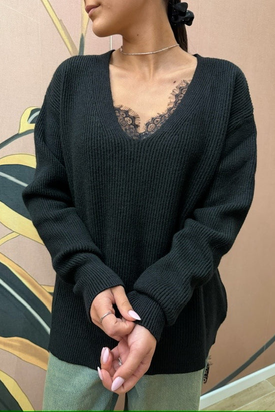 Pull scollo a V - NERO