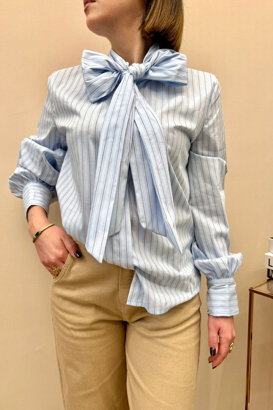 Camicia con fiocco - CELESTE