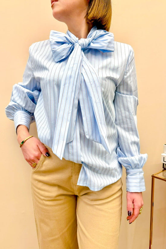 Camicia con fiocco - CELESTE