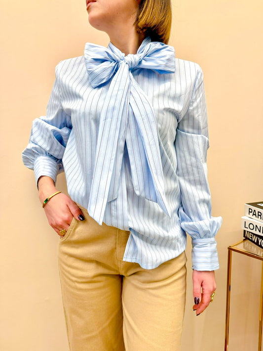 Camicia con fiocco - CELESTE