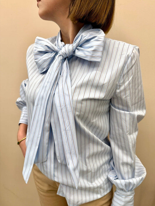 Camicia con fiocco - CELESTE