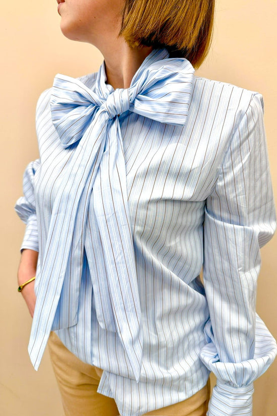 Camicia con fiocco - CELESTE