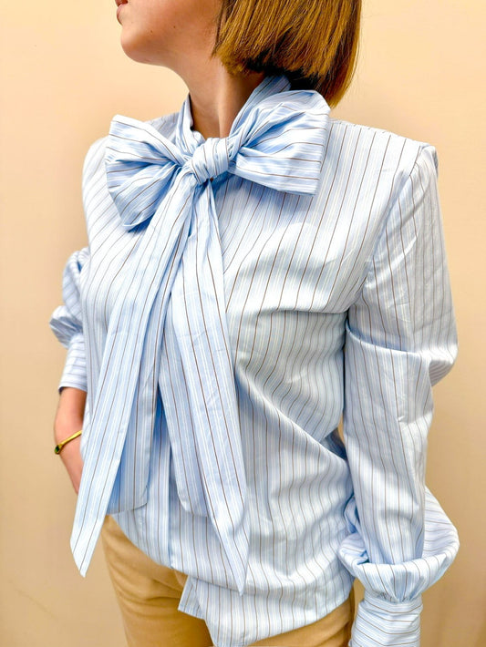 Camicia con fiocco - CELESTE