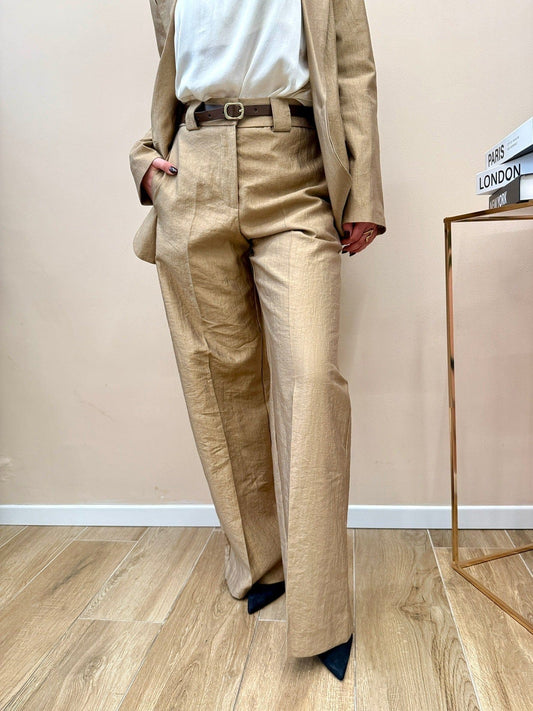 Pantalone viscosa satinato - TABACCO