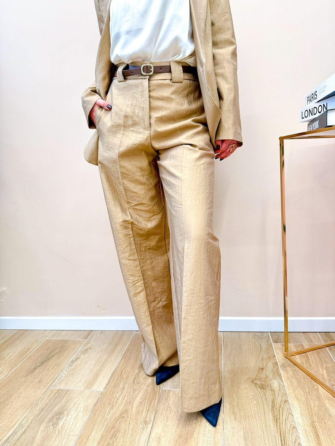 Pantalone viscosa satinato - TABACCO