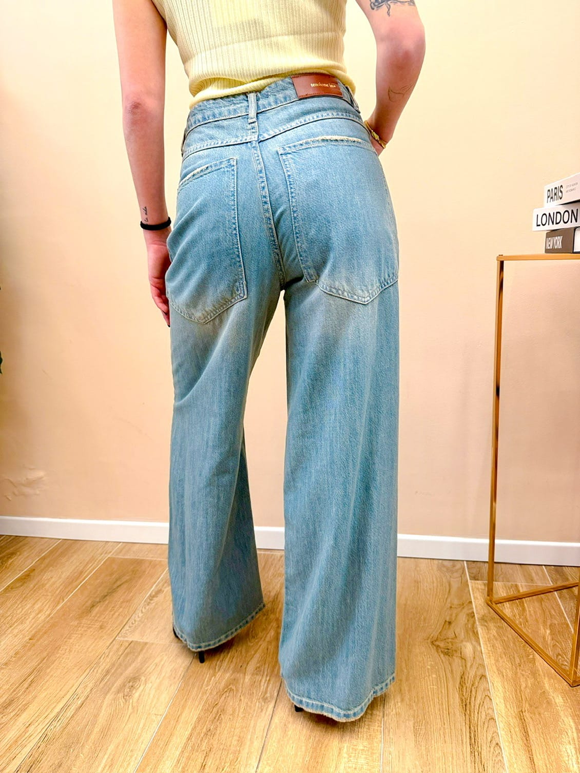 Jeans palazzo in tencel - SABBIA