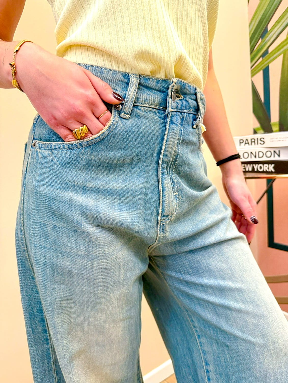 Jeans palazzo in tencel - SABBIA