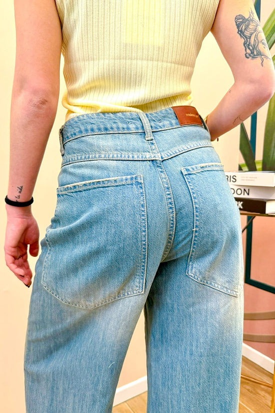 Jeans palazzo in tencel - SABBIA