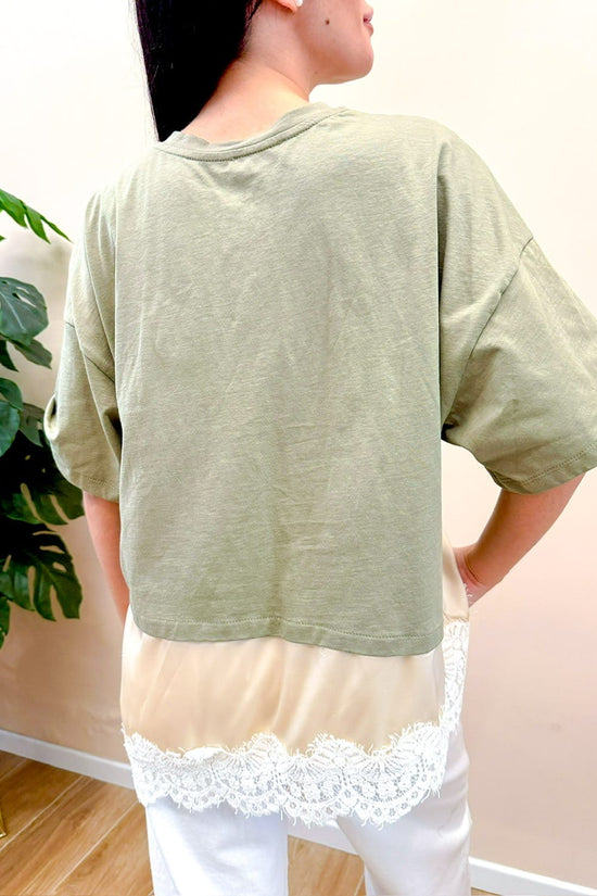 T-Shirt con pizzo - SALVIA