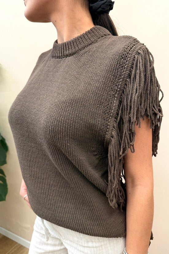Gilet con frange - MORO