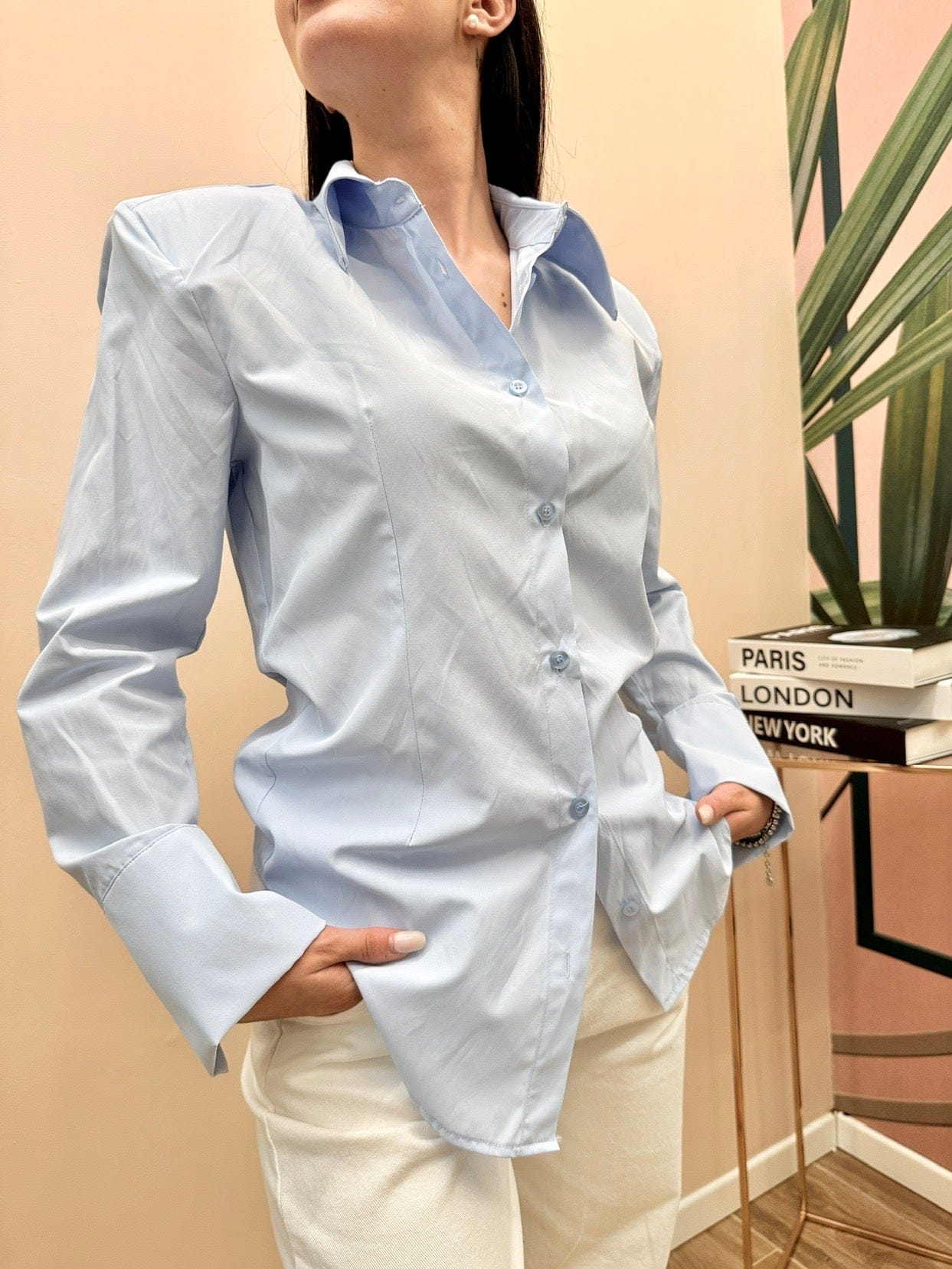 Camicia con spallina - CELESTE