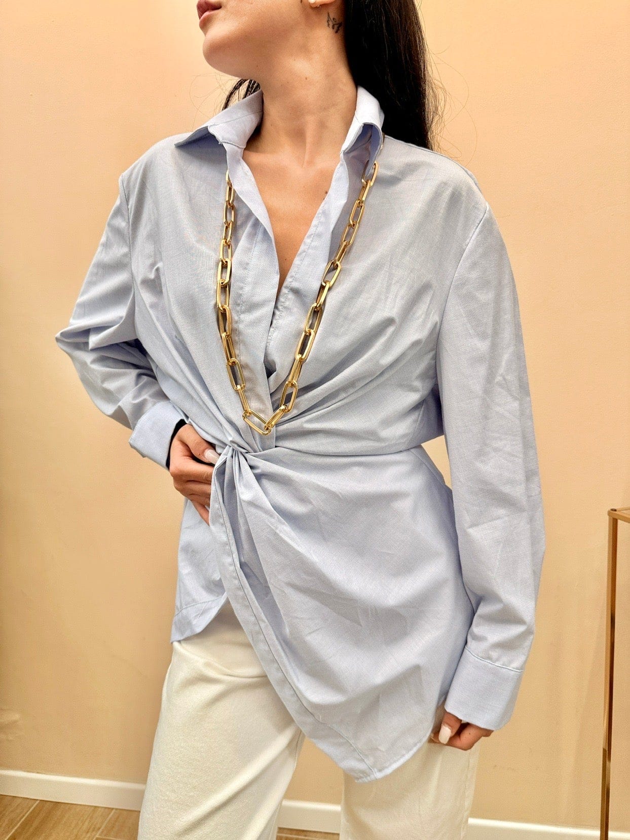 Camicia con nodo - CELESTE