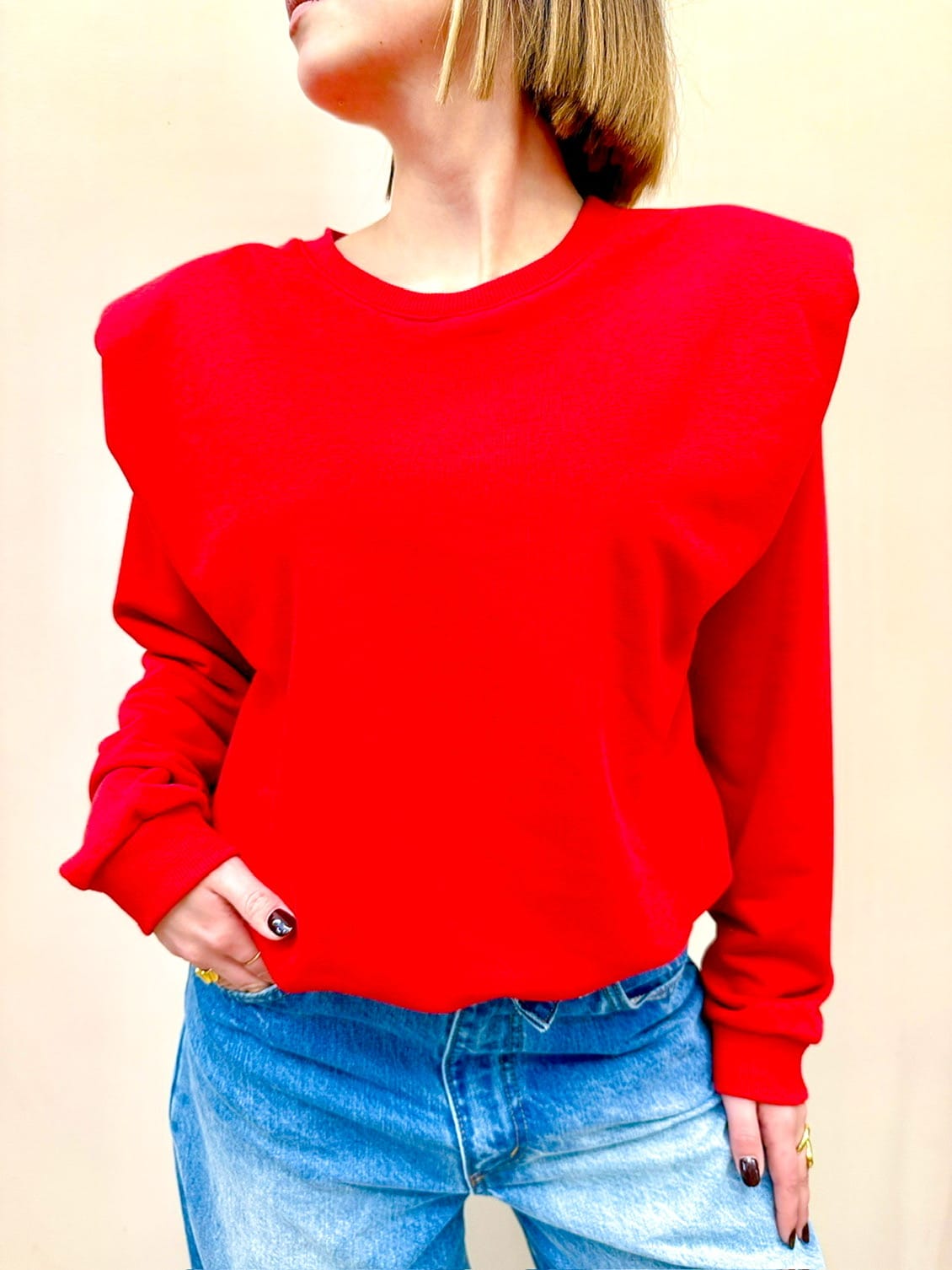 Felpa con spalline - ROSSO