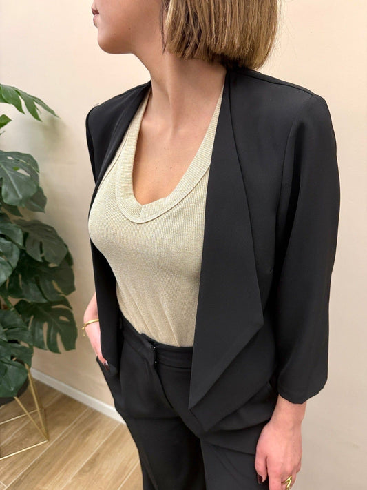 Giacca crop fluida - NERO