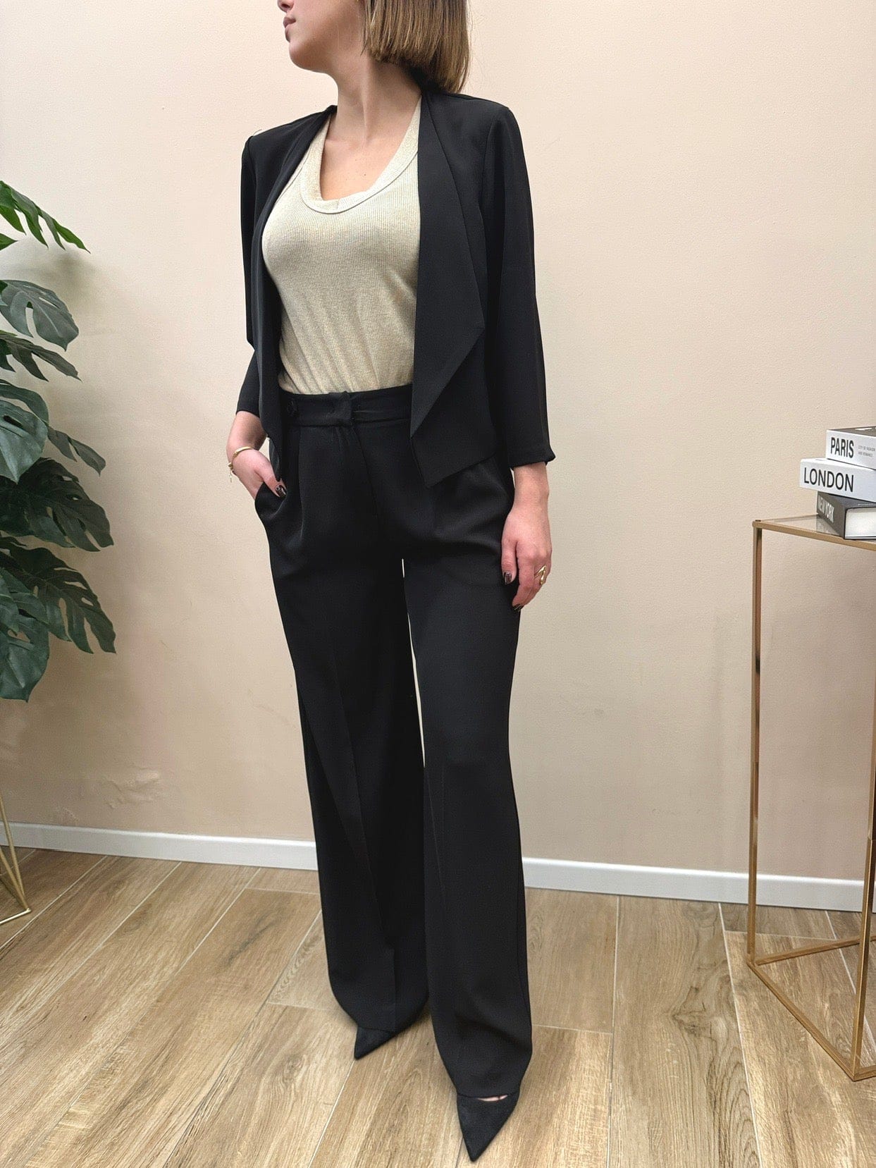 Pantalone palazzo fluido - NERO