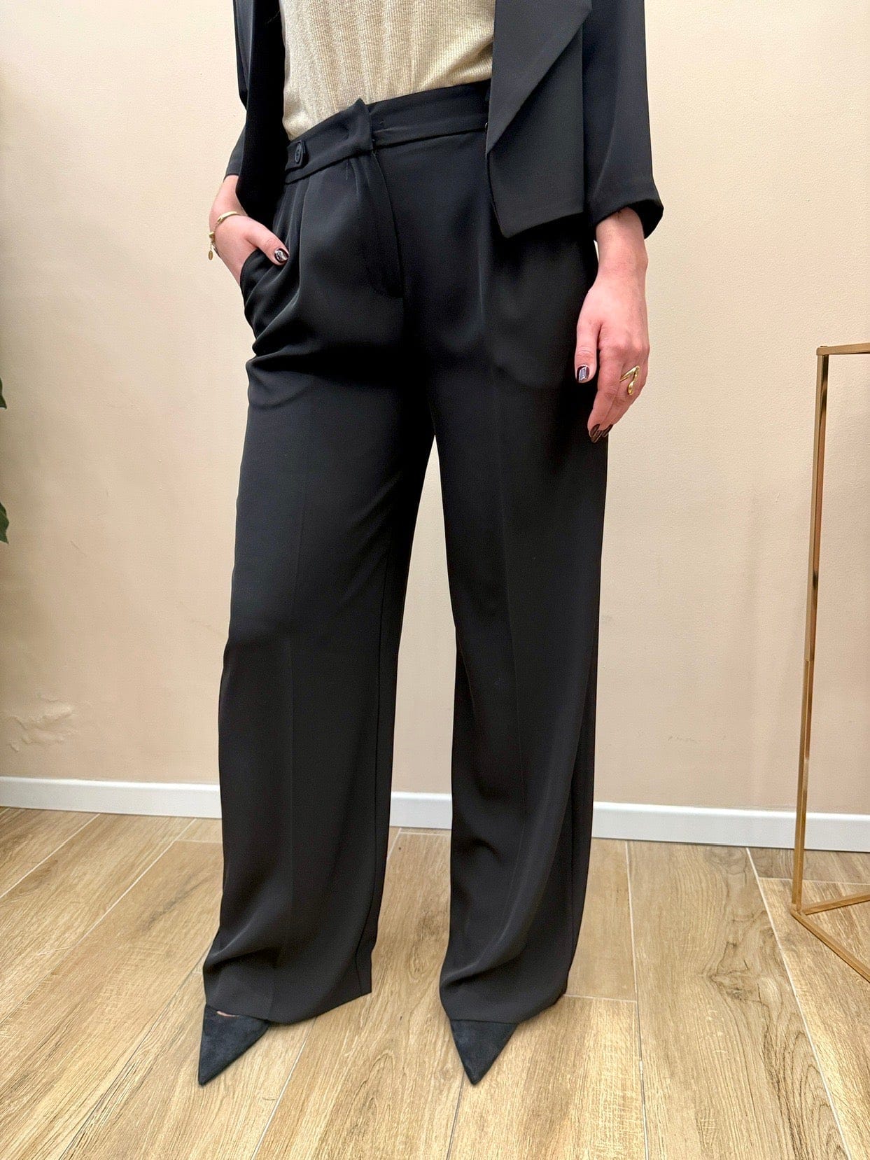 Pantalone palazzo fluido - NERO