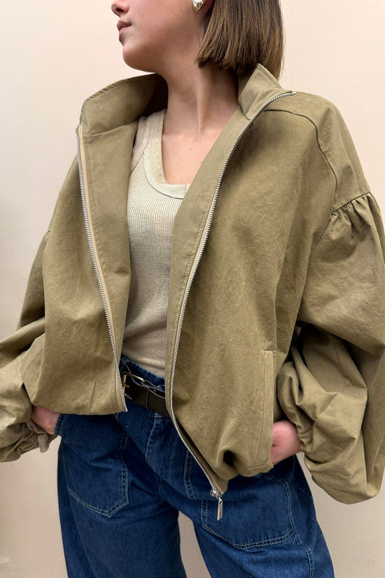 Bomber in cotone - BEIGE