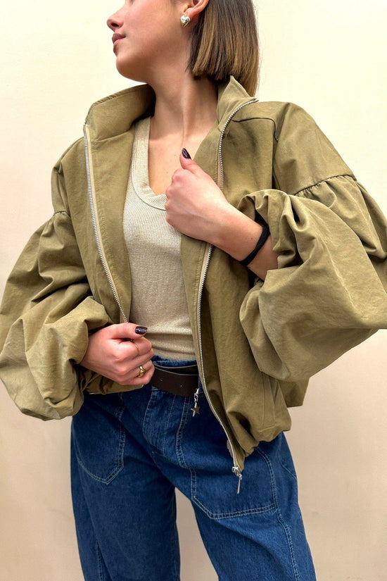 Bomber in cotone - BEIGE
