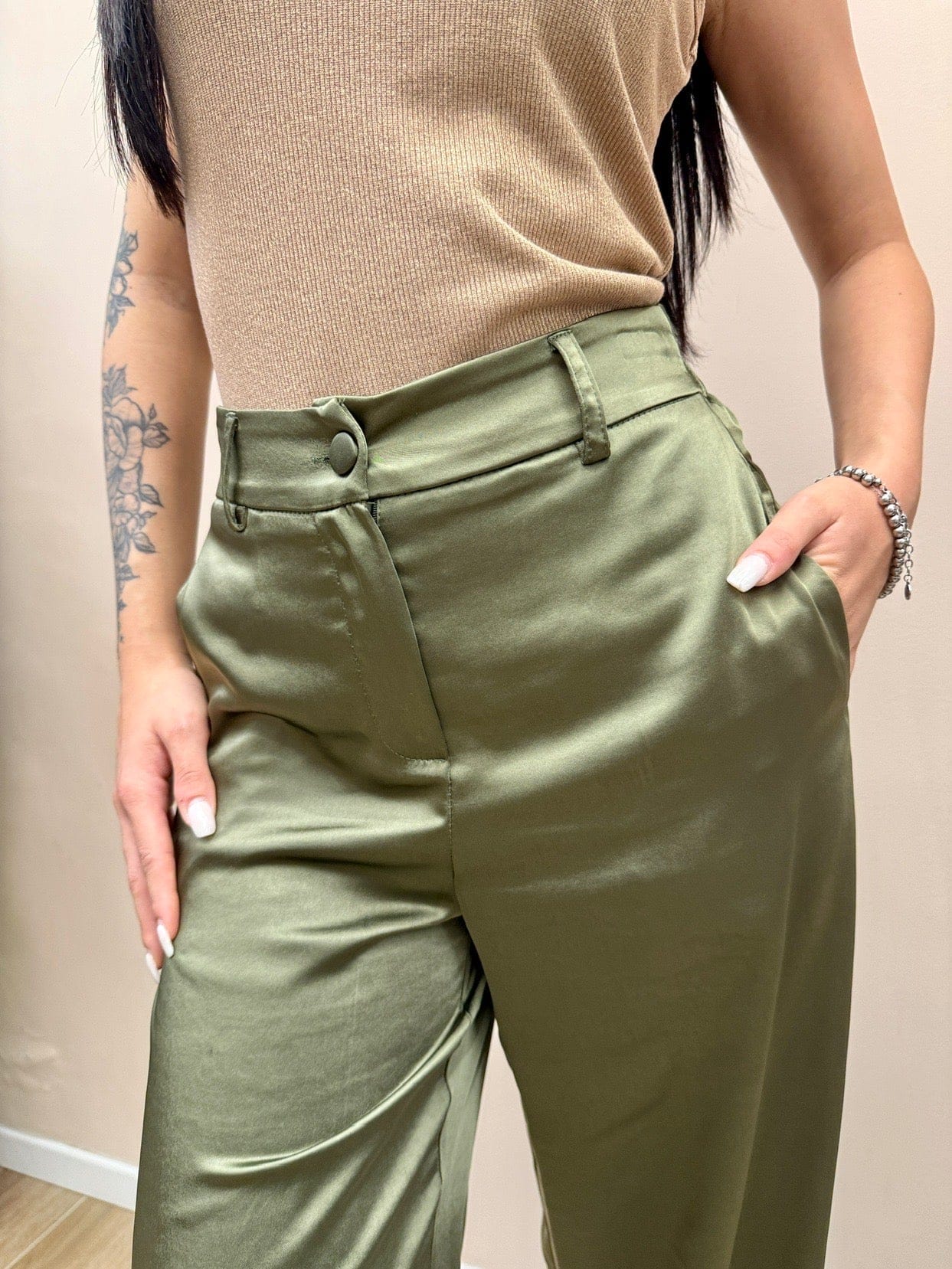 Pantalone in raso - MILITARE