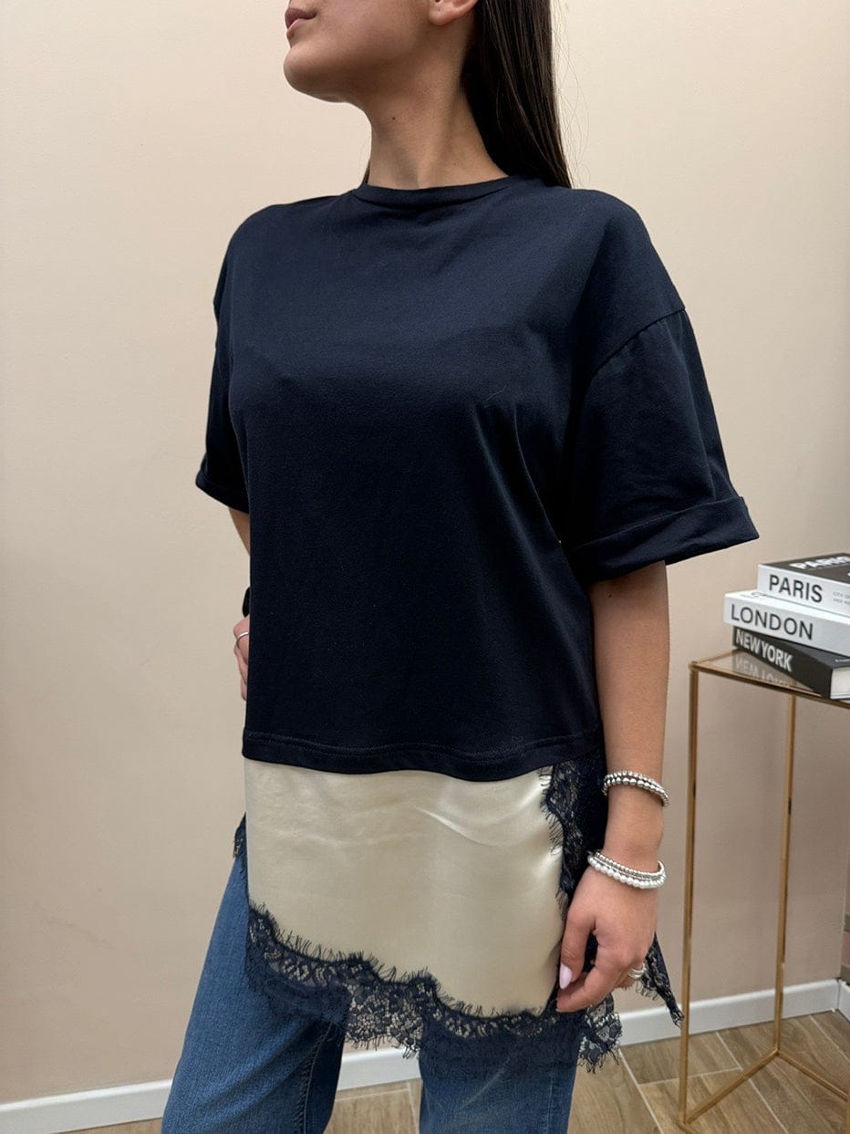 Maglia con pizzo - BLU