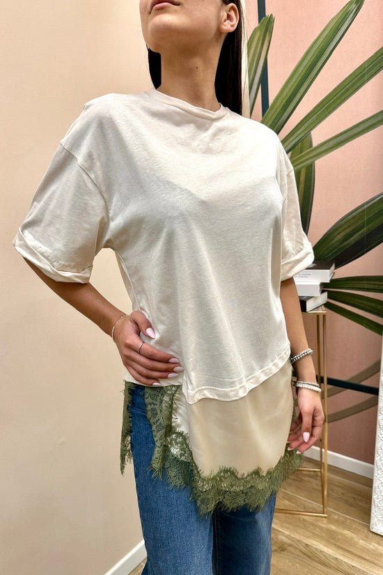 Maglia con pizzo - BURRO