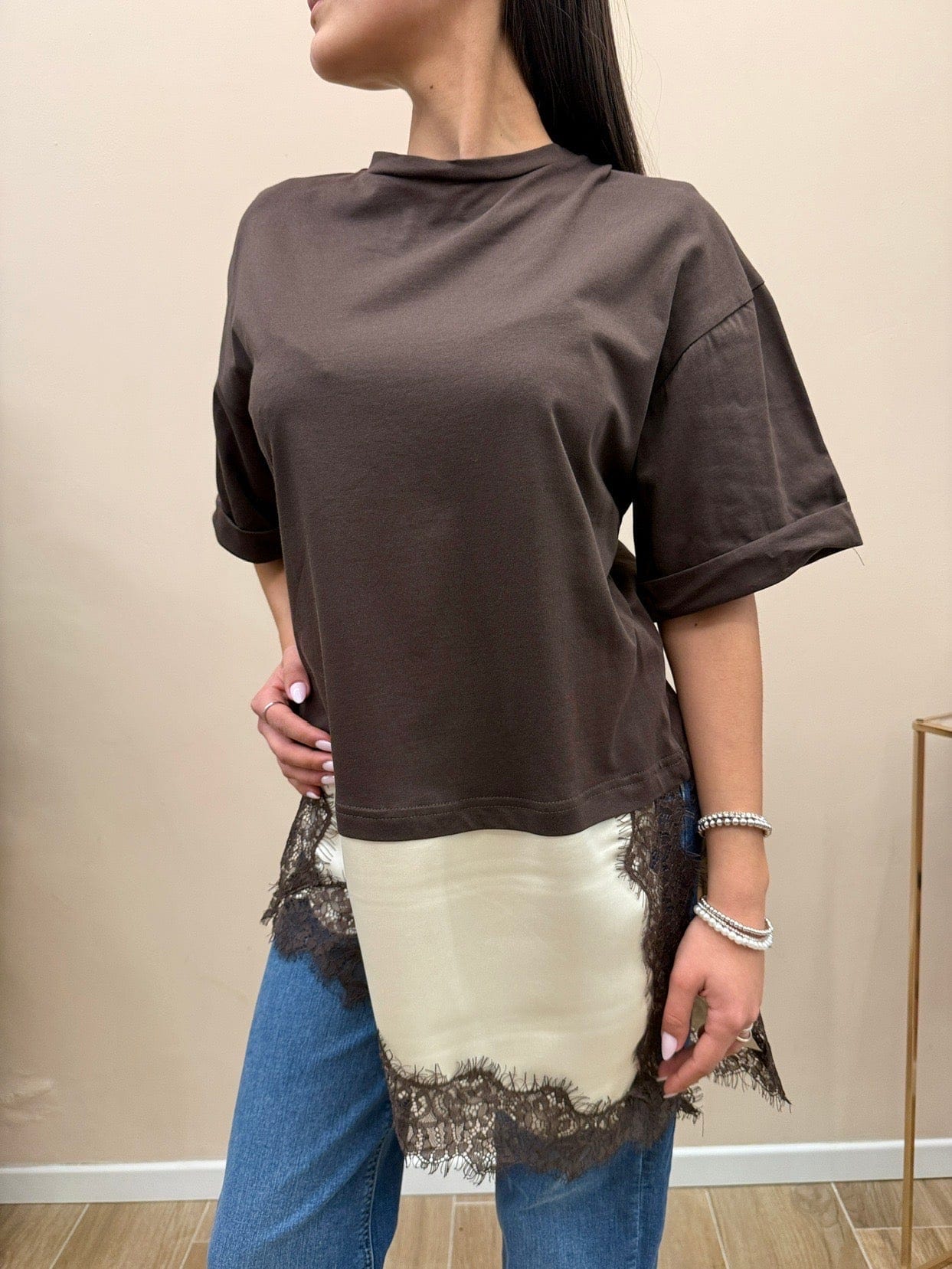 Maglia con pizzo - MORO