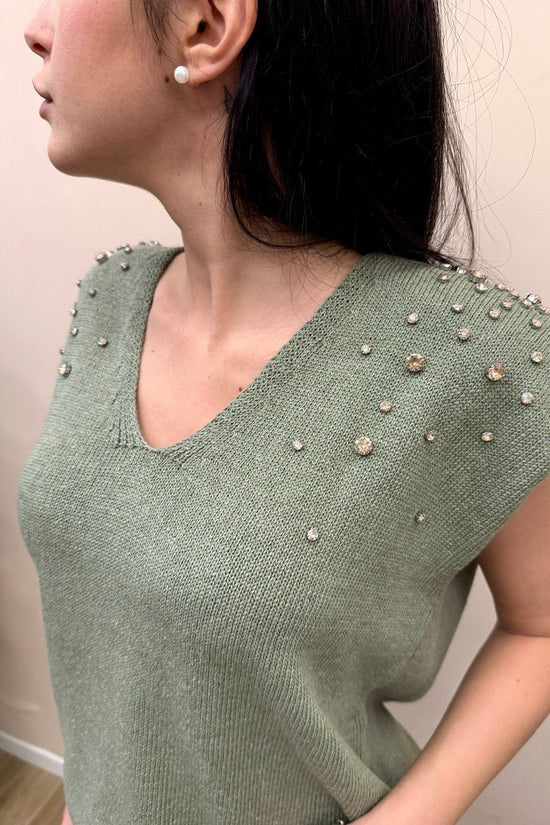 Gilet con strass - VERDE