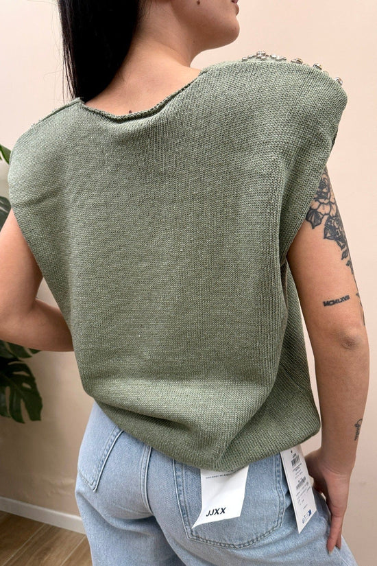 Gilet con strass - VERDE