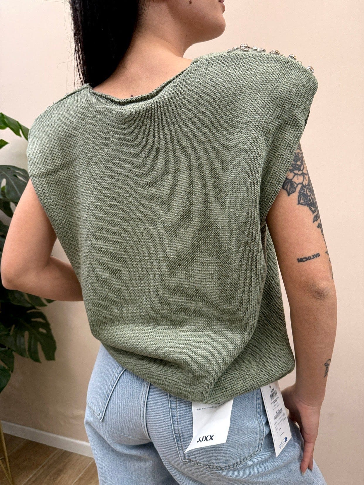 Gilet con strass - VERDE