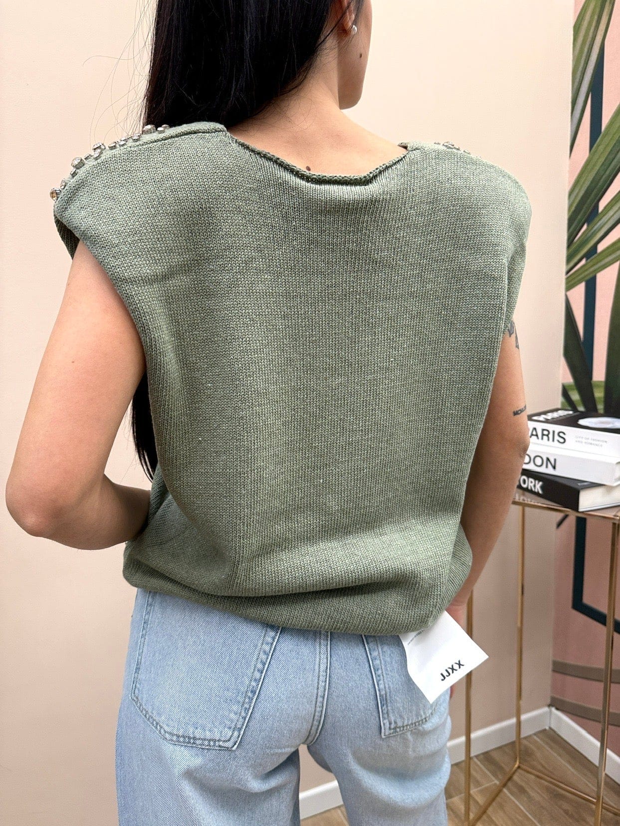 Gilet con strass - VERDE
