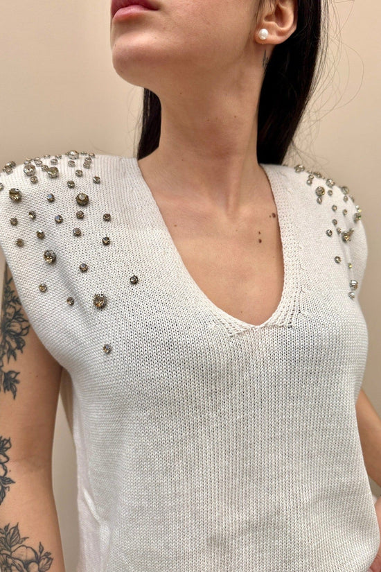 Gilet con strass - PANNA